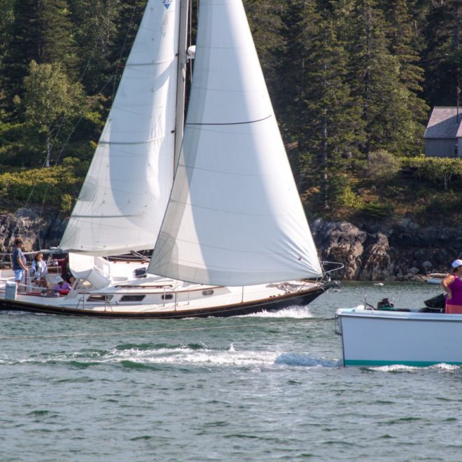 Could be. This sailboat is catching a lobster boat.