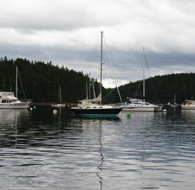 Under stormy skies in Bucks Harbor.