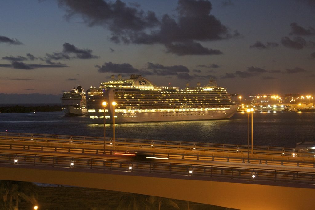 Tugs sort the big ships out and gently move them into slips in Port Everglades.