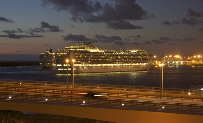 Tugs sort the big ships out and gently move them into slips in Port Everglades.