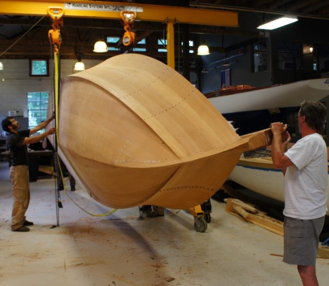 An exciting day for a boatbuilder-- and designer!