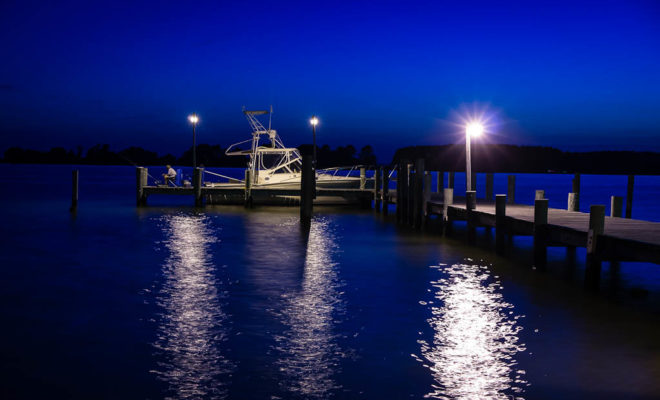 Night fishing from the pier