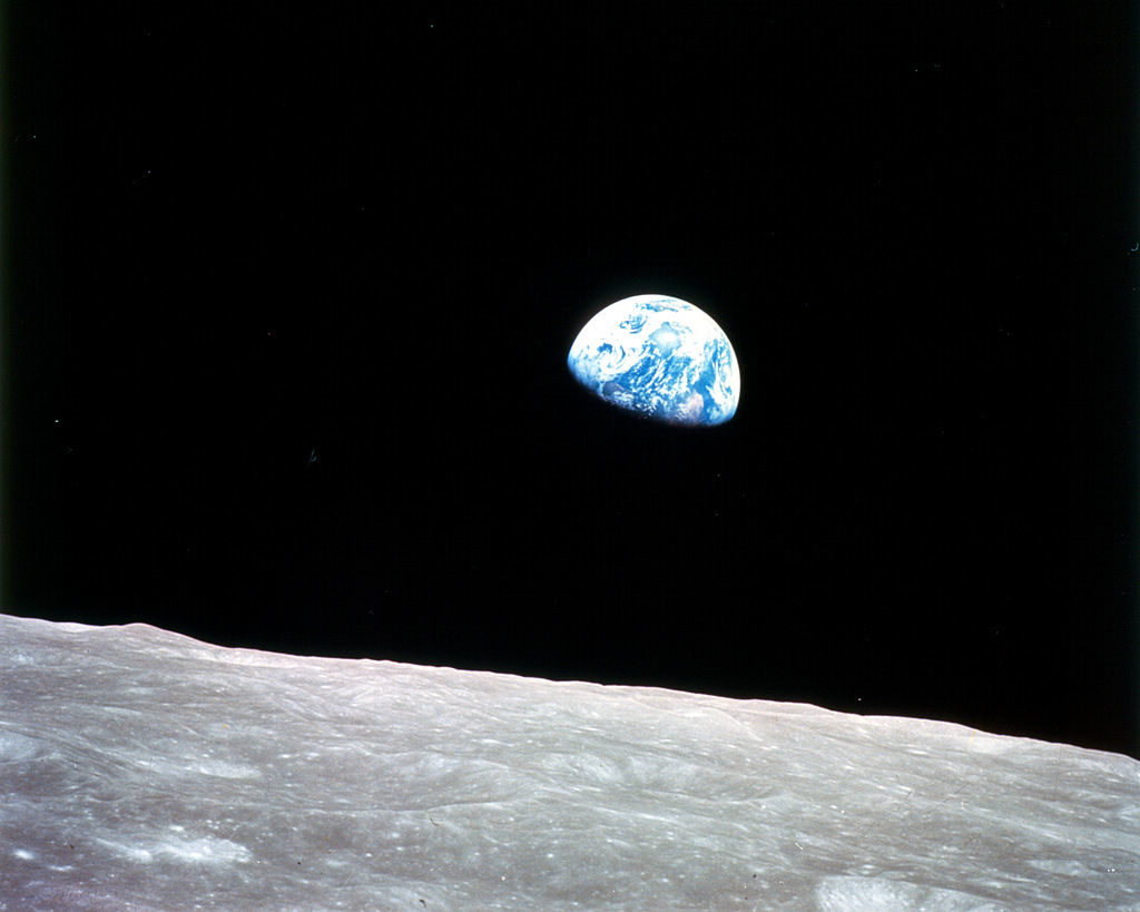 The view of the rising Earth as seen from Apollo 8
