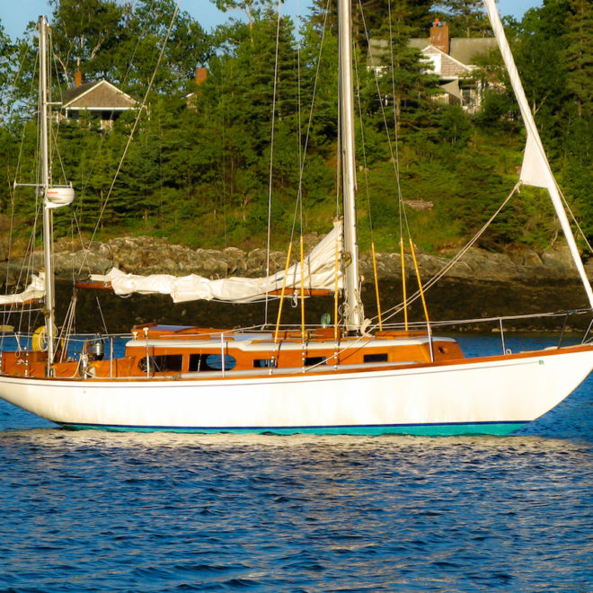 ECHO, a 1960 Alden Challenger. Alden's first fiberglass sailboat.