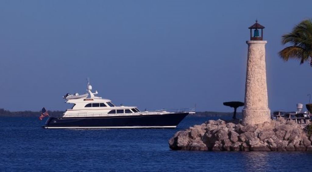 Excellence, a Lyman-Morse yacht on display at the 2014 Palm Beach International Boat Show.