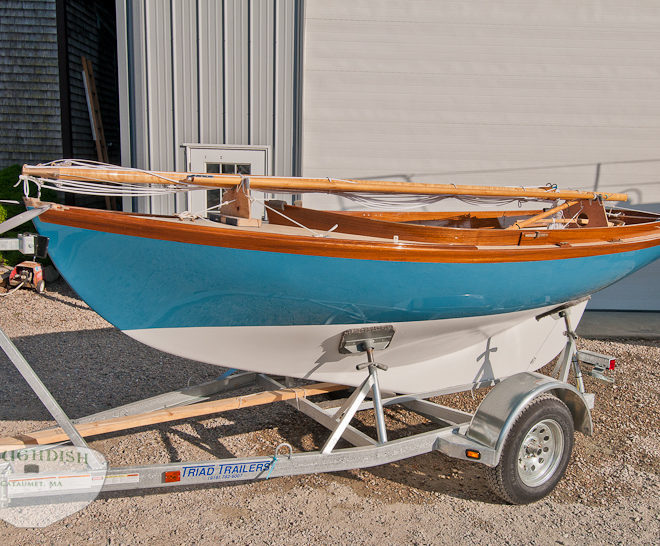 EMMA LOU, the latest Doughdish to emerge from the boatbuilder's shed in Cataumet, Massachusetts.