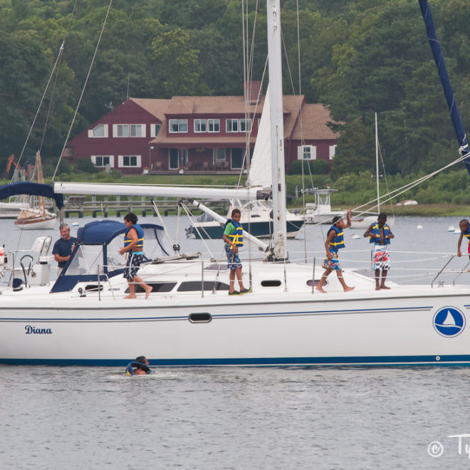 Swim Call during Crossroads for Kids' visit to Red Brook Harbor.