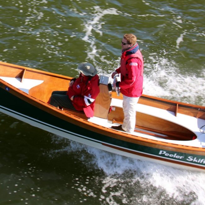 The center-console option in Chesapeake Light Craft's popular Peeler Skiff.