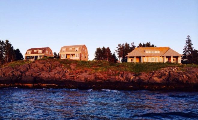 Classic Maine summer cottages line the western shores of Monhegan.