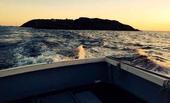 Leaving the island with Manana Island in our rear view.