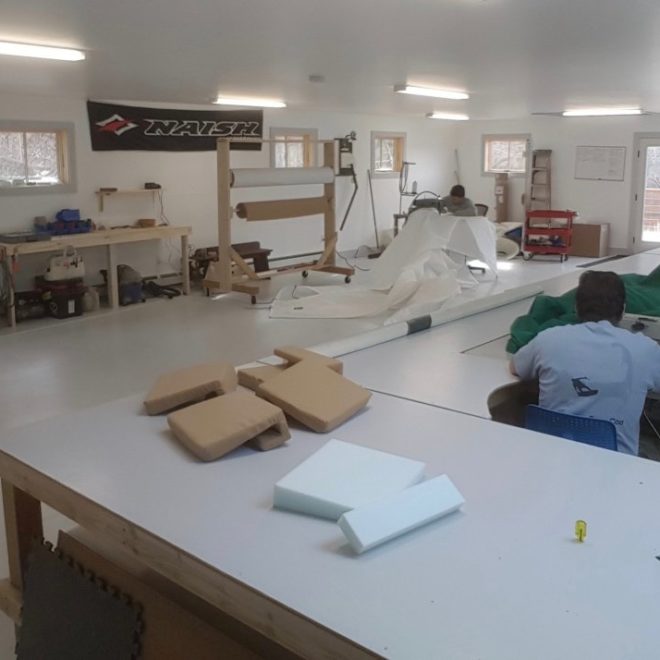 New onsite canvas shop and sail loft - custom canvas and sail work