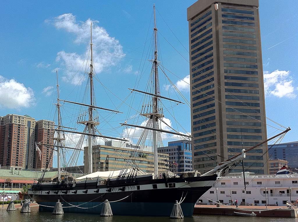 The USS Constellation at rest in Baltimore's Inner Harbor