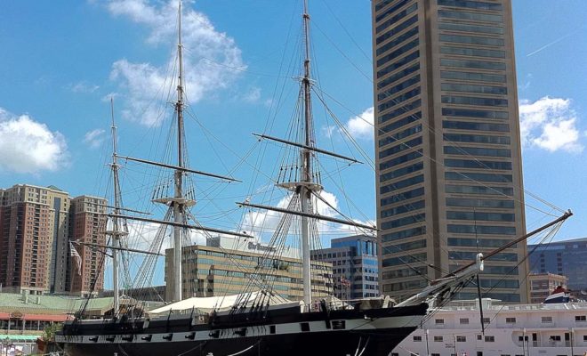 The USS Constellation at rest in Baltimore's Inner Harbor