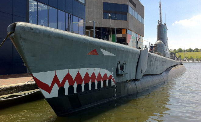 USS Torsk, moored beside the Baltimore Aquarium
