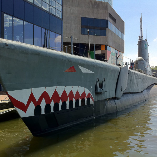 USS Torsk, moored beside the Baltimore Aquarium
