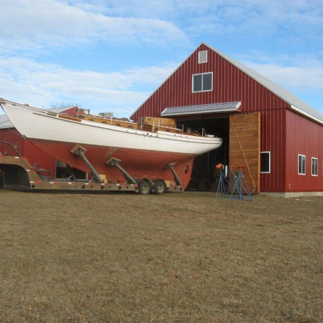 Sadie G. Marshall slides into the barn