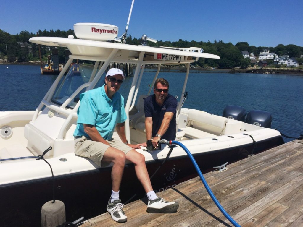 Dockmaster, Ian McKay pumping fuel for Tim Hodgdon.
