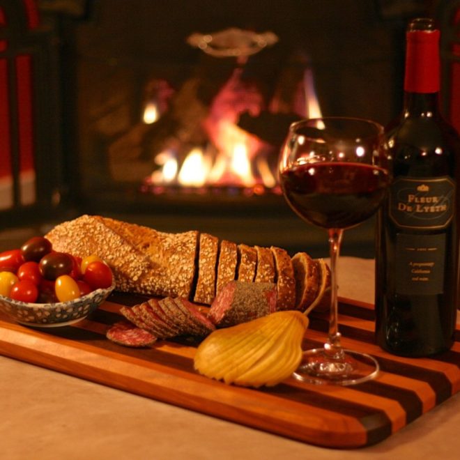A walnut and cherry edge-grain cheese board