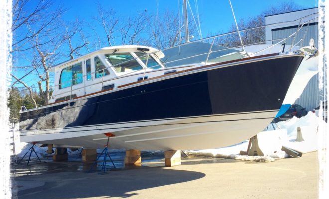 New Hull Color, Flag Blue, Awlgrip by Great Island Boat Yard