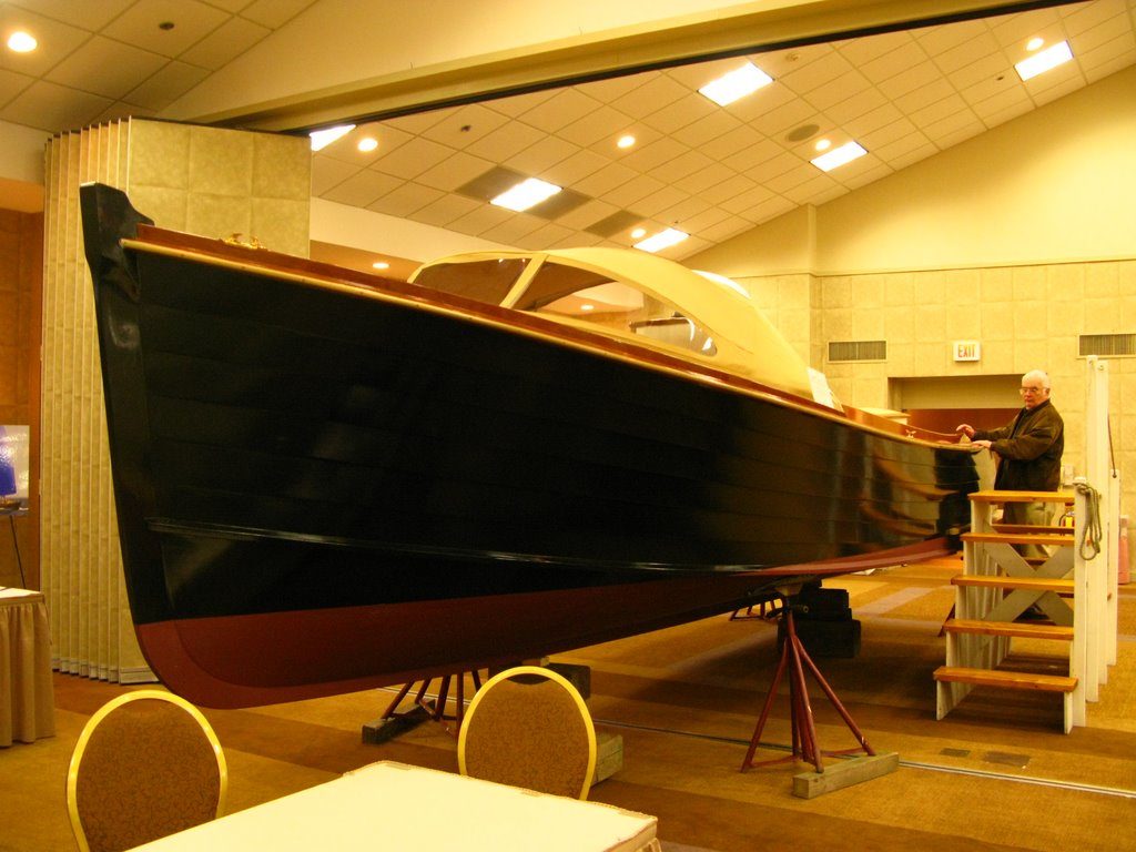 A beautiful new launch by Pease Boatworks and Railway.
