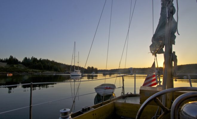 5 a.m. in Isle Au Haut Harbor. Soon, another sail will begin.