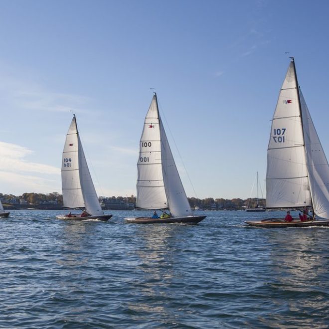Four C.W. Hood Yachts off Marblehead. Photo by Billy Black.