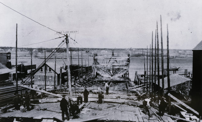 On the ways at Mathews Brothers yard in 1918. On the ways at Mathews Brothers yard in 1918.