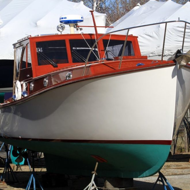Aleria, 1958 Bunker & Ellis 42' cruiser restored by Johanson Boatworks, Rockland, Maine. Photo by Jamie Bloomquist/USHarbors.com
