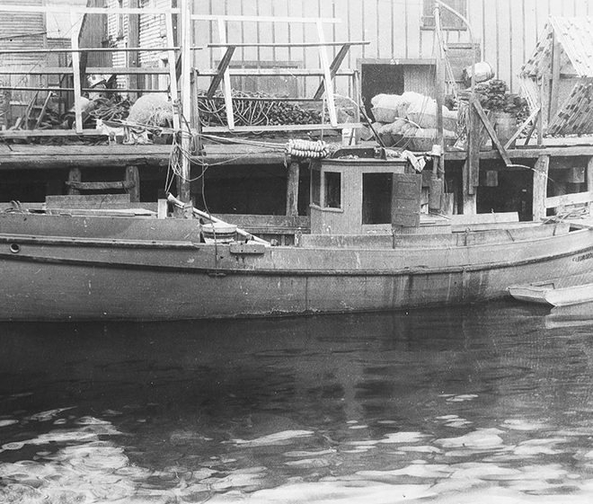 Typical gill netter tied up at the wharf. Portland.