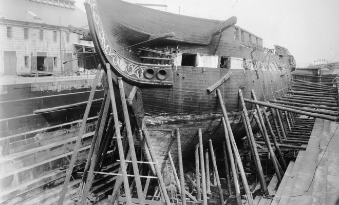 At dry dock in Boston, 1928