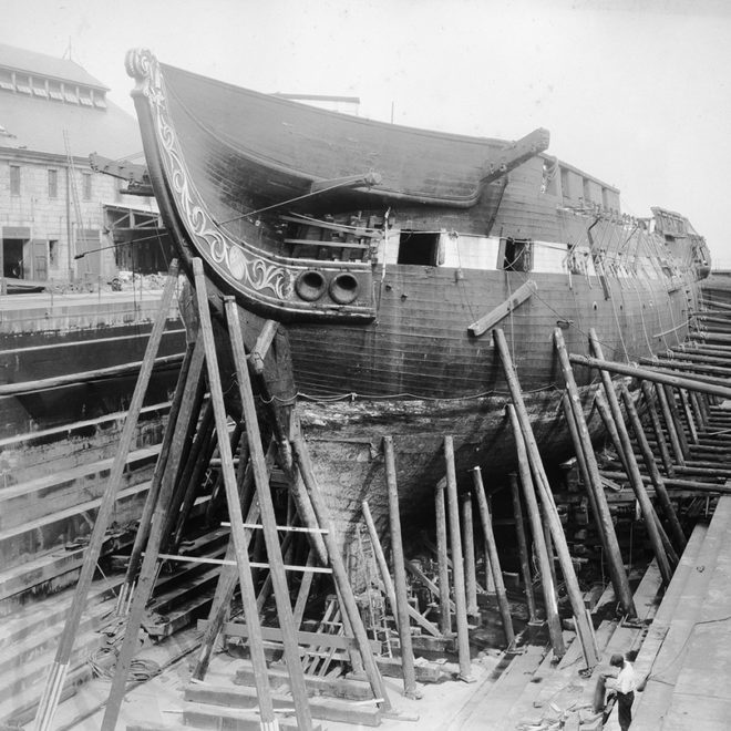 At dry dock in Boston, 1928