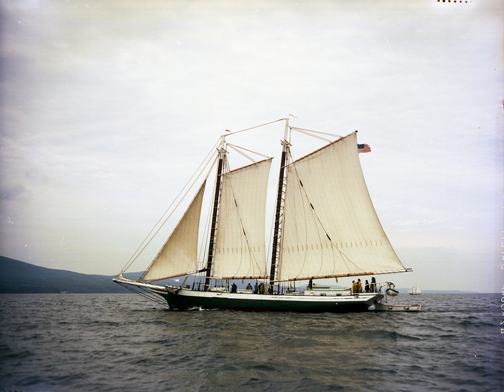 MATTIE (formerly GRACE BAILEY, and today once again sailing under that name) headed homeward to Camden on Sept. 9, 1978.