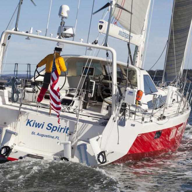 63' Bruce Farr-designed ocean sailing yacht KIWI SPIRIT, built by Lyman-Morse Boatbuilding Co.