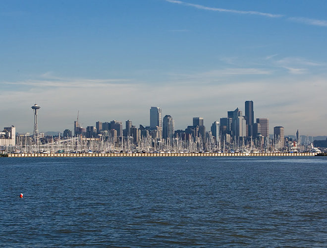 Looking east at Elliott Bay Marina and the Seattle skyline. ©Bruce C Moore