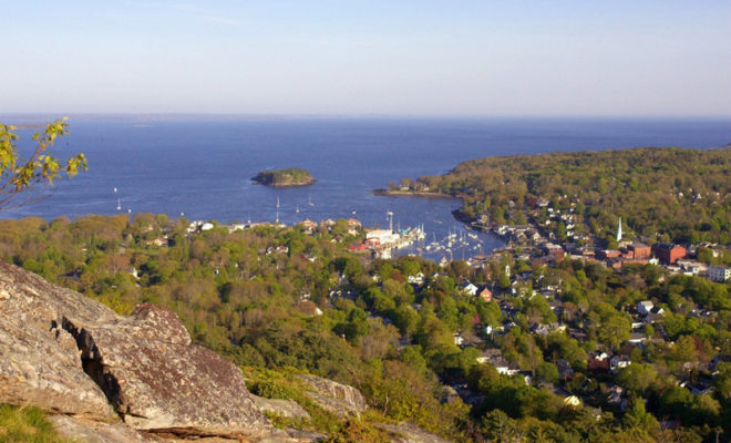 The view from Mount Battie, looking down upon Camden Harbor