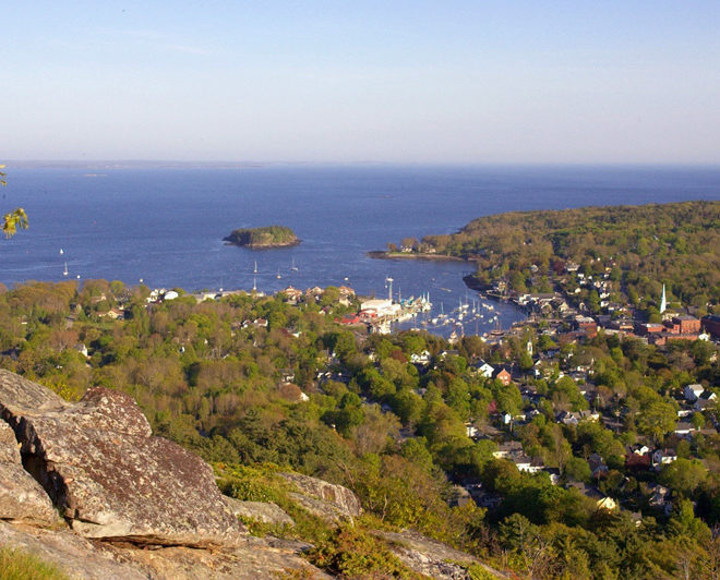 The view from Mount Battie, looking down upon Camden Harbor