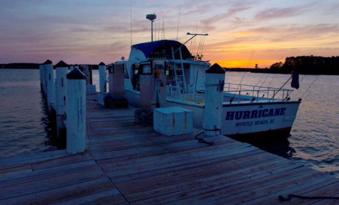 A waterman's boat is all prepped and ready for early morning customers