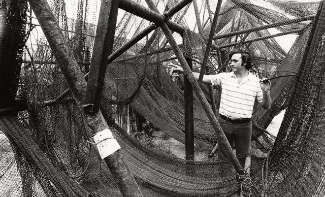 Net reel on unidentified trawler