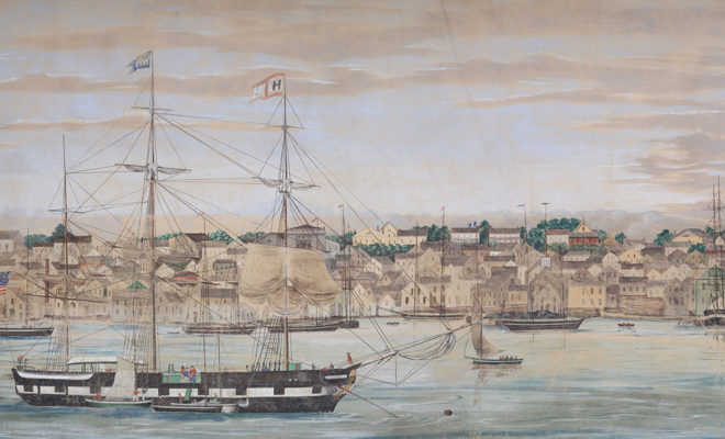 New Bedford Harbor. Benjamin Russell and Caleb Purrington. Grand Panorama of a Whaling Voyage ‚ÄòRound the World (detail) 1848