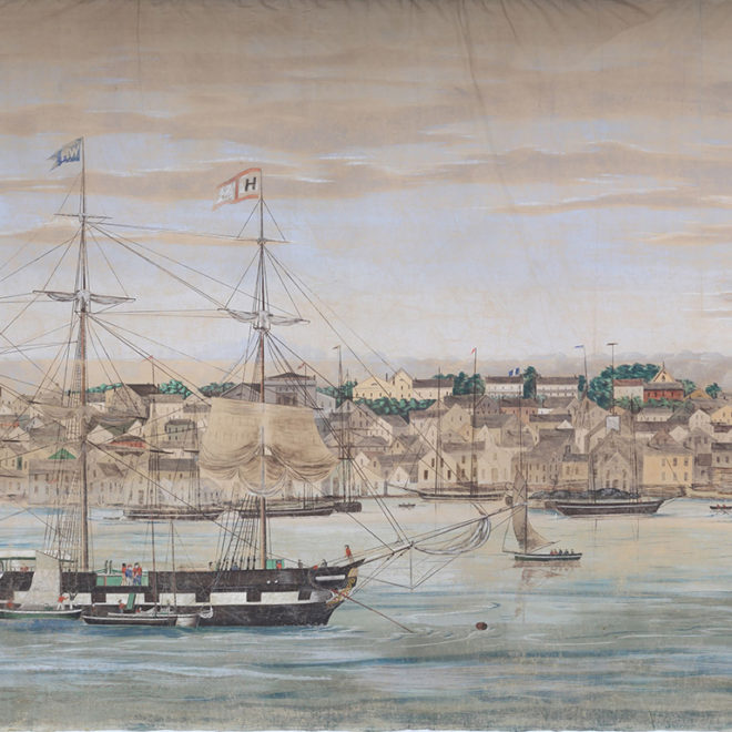 New Bedford Harbor. Benjamin Russell and Caleb Purrington. Grand Panorama of a Whaling Voyage ‚ÄòRound the World (detail) 1848