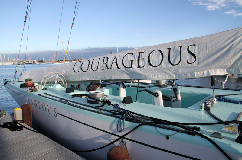 Courageous, on the docks at IRYS, Newport RI