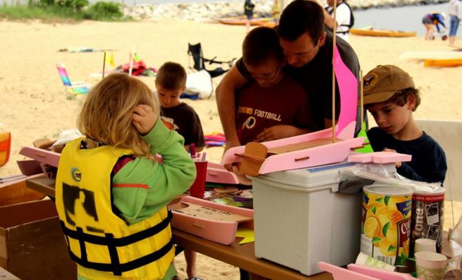 Fun at the children's table building boat models ...