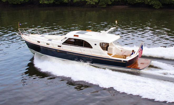 DEFIANCE, a 2015 Eastbay 50, with design treatment by Onboard Interiors of Marblehead, Massachusetts.