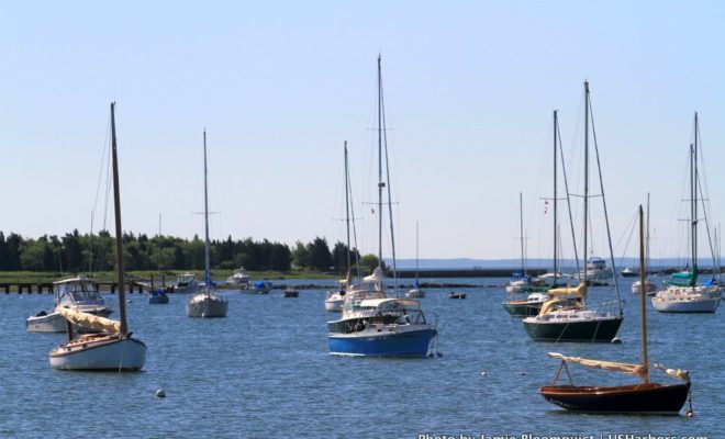 With a light westerly breeze blowing, Padanaram Harbor is a tranquil place on an early summer morning.