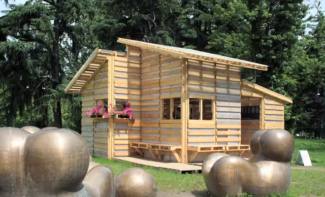 Recycling genius: a home by I-Beam Design built from pallets by volunteers. Photo courtesy Midcoast Habitat for Humanity.