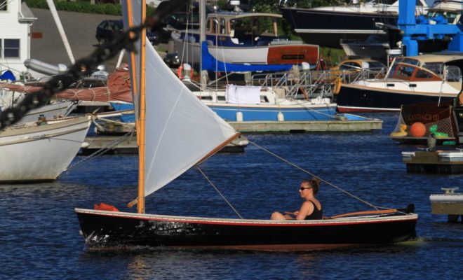 Emily Qualey sailing around Camden Harbor