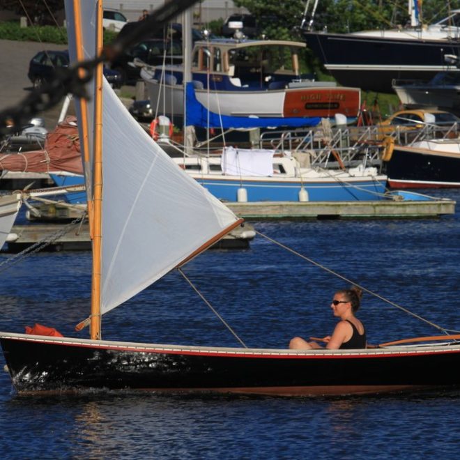 Emily Qualey sailing around Camden Harbor
