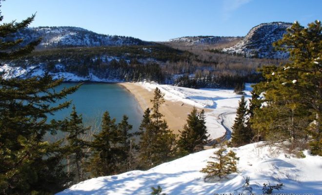 Sand Beach, on Mount Desert Island, is one of the more popular destinations in Acadia National Park.