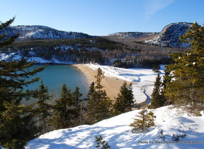 Sand Beach, on Mount Desert Island, is one of the more popular destinations in Acadia National Park.