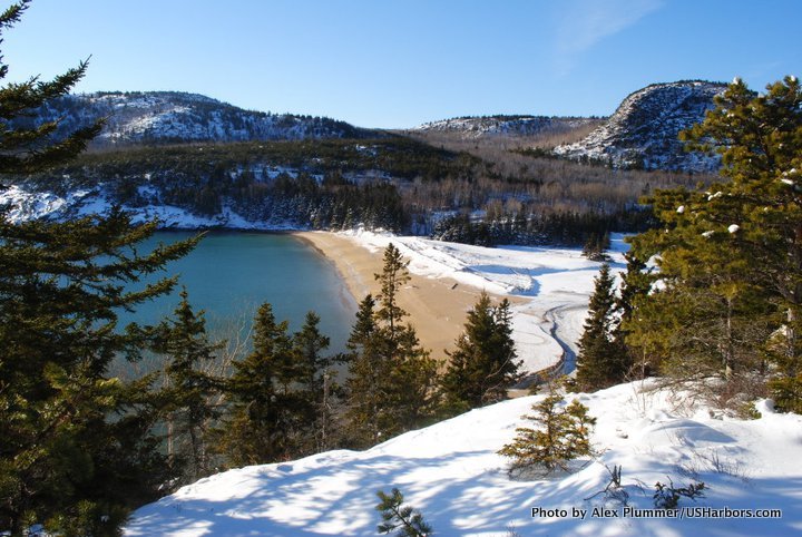 Sand Beach, on Mount Desert Island, is one of the more popular destinations in Acadia National Park.